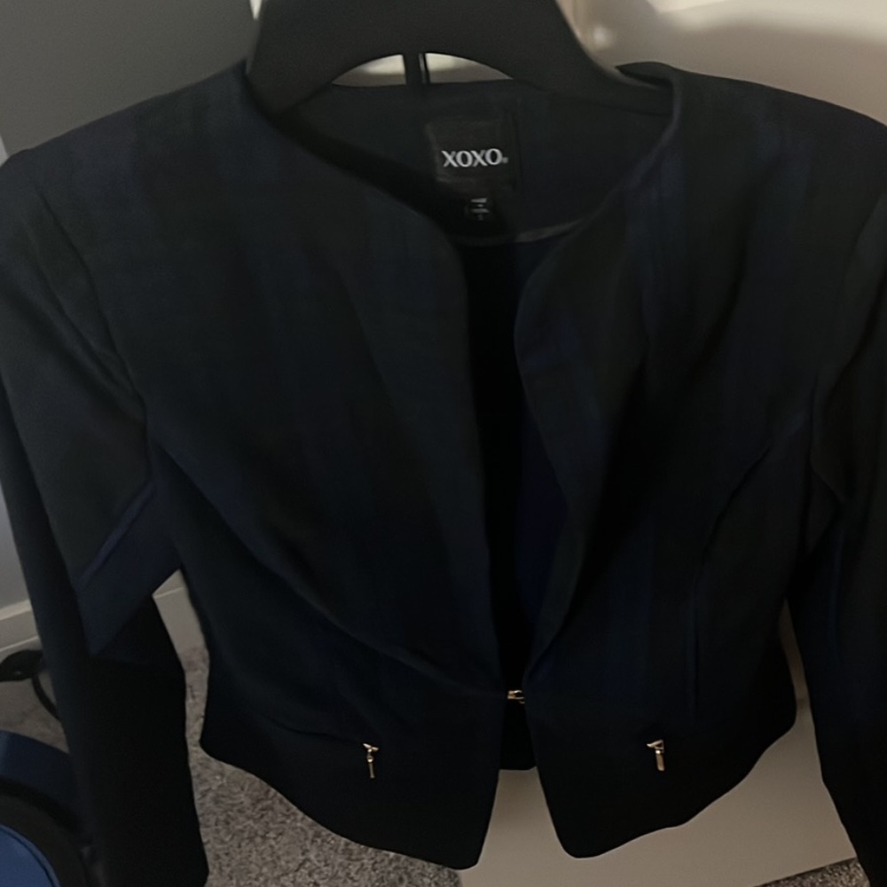 Xoxo navy plaid blazer